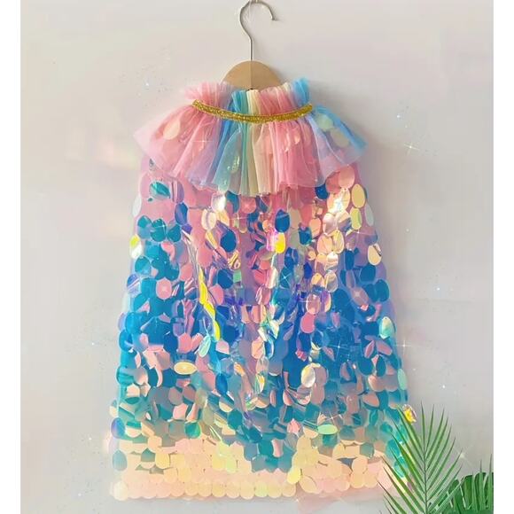 Girls Sequin Dress Up Princess Super Hero Cape 2T-5T NWT - Picture 2 of 6